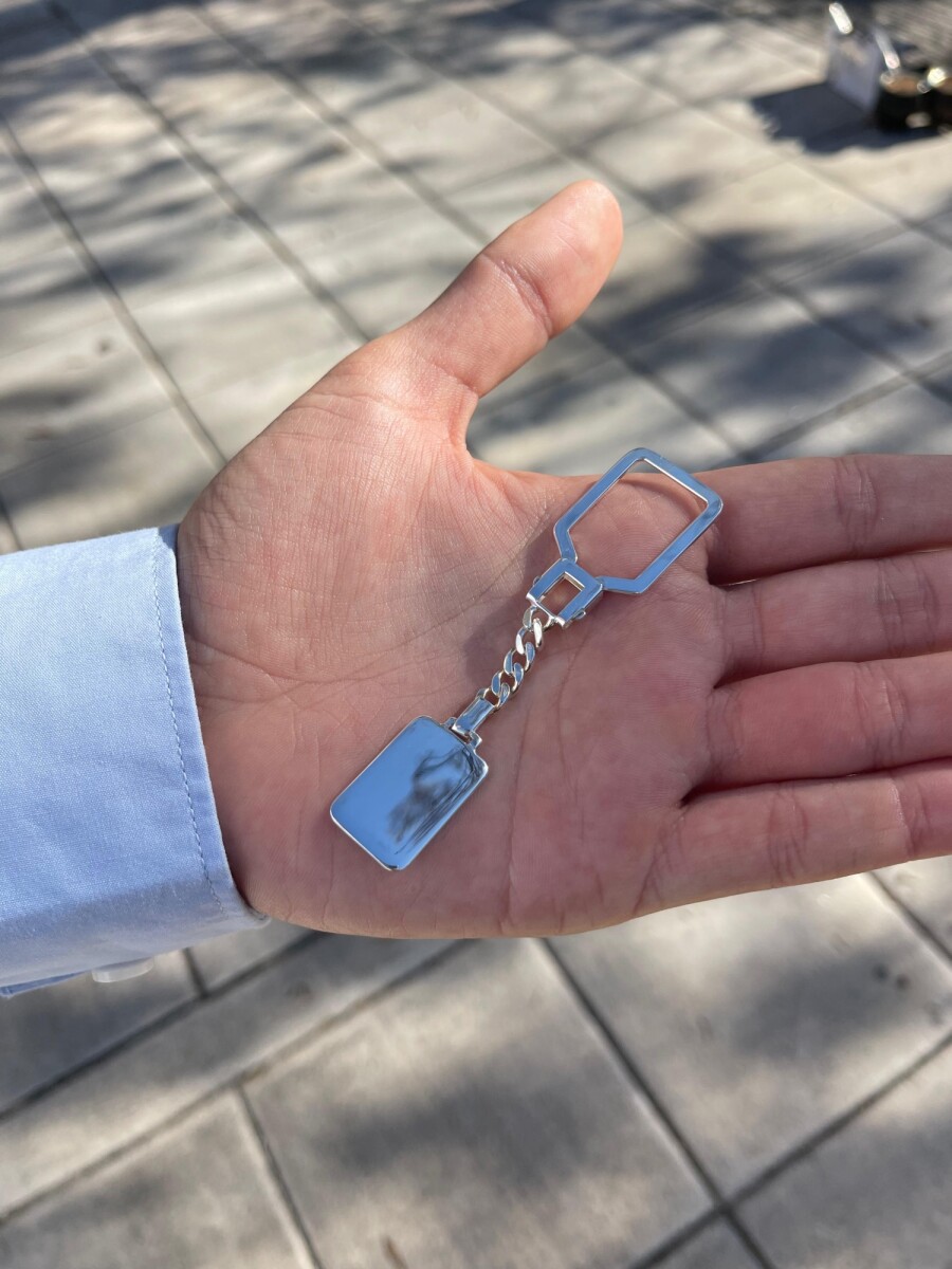 Llavero con Placa para Grabar - Plata 925 