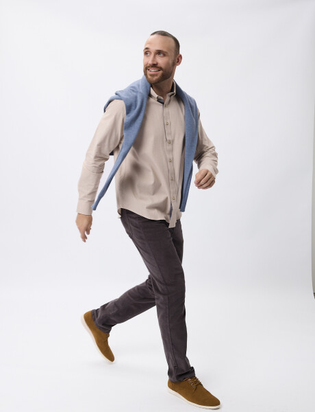 Camisa m/l tramada beige