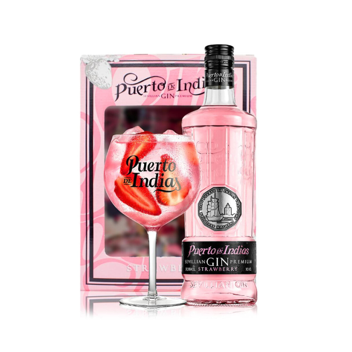 Gin Puerto de Indias Strawberry + Copa - 700 ml 