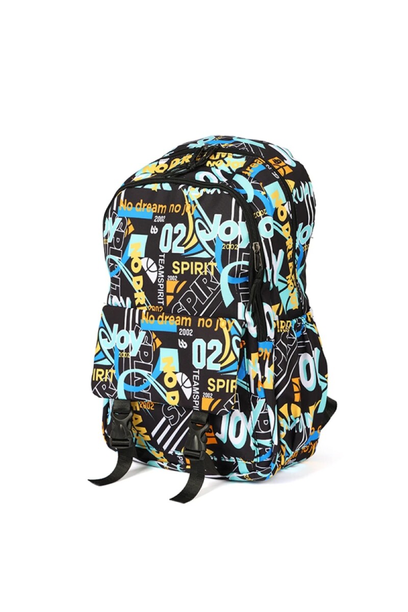Mochila nylon estampada Azul