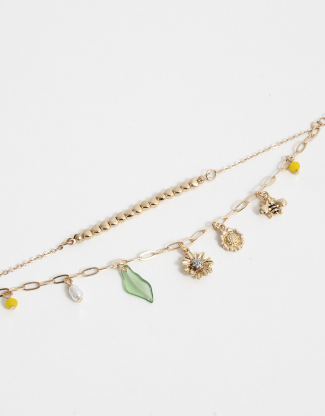 Pulseras Flexibles Flores Pulseras De Flores - Dorado