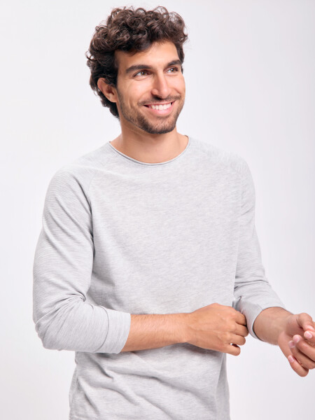 Remera manga larga cuello a la base Gris Melange