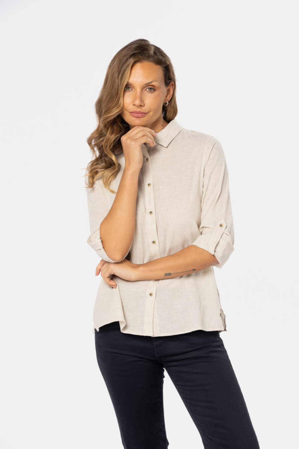 CAMISA DE LINO Beige