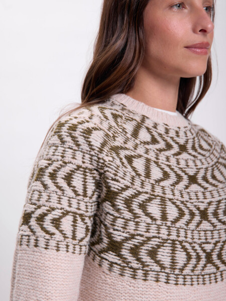 Buzo punto detalle cuello Beige