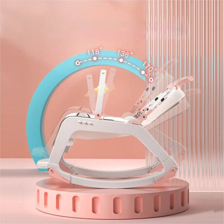 Silla 5 en 1 Bebé Mecedora Ruedas Comedor Sonido Interactivo Rosa
