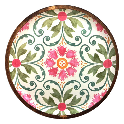 Plato de Madera de 23,5 cm Flores
