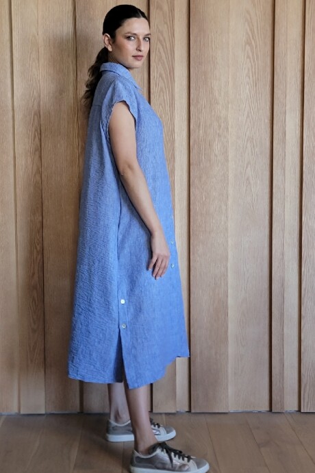 Vestido Oasis Lino Azul Melange