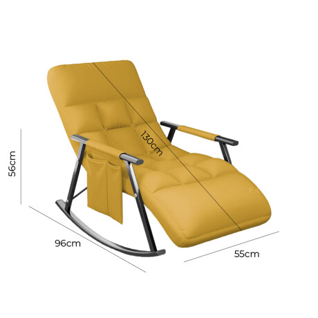 Sillón Reposera Mecedora Respaldo Ajustable Bolsillo Amarillo