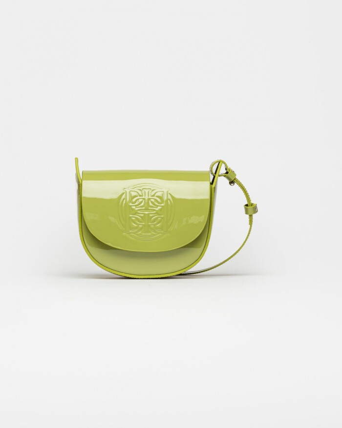 Mini bag Aura en cuero charol Moss