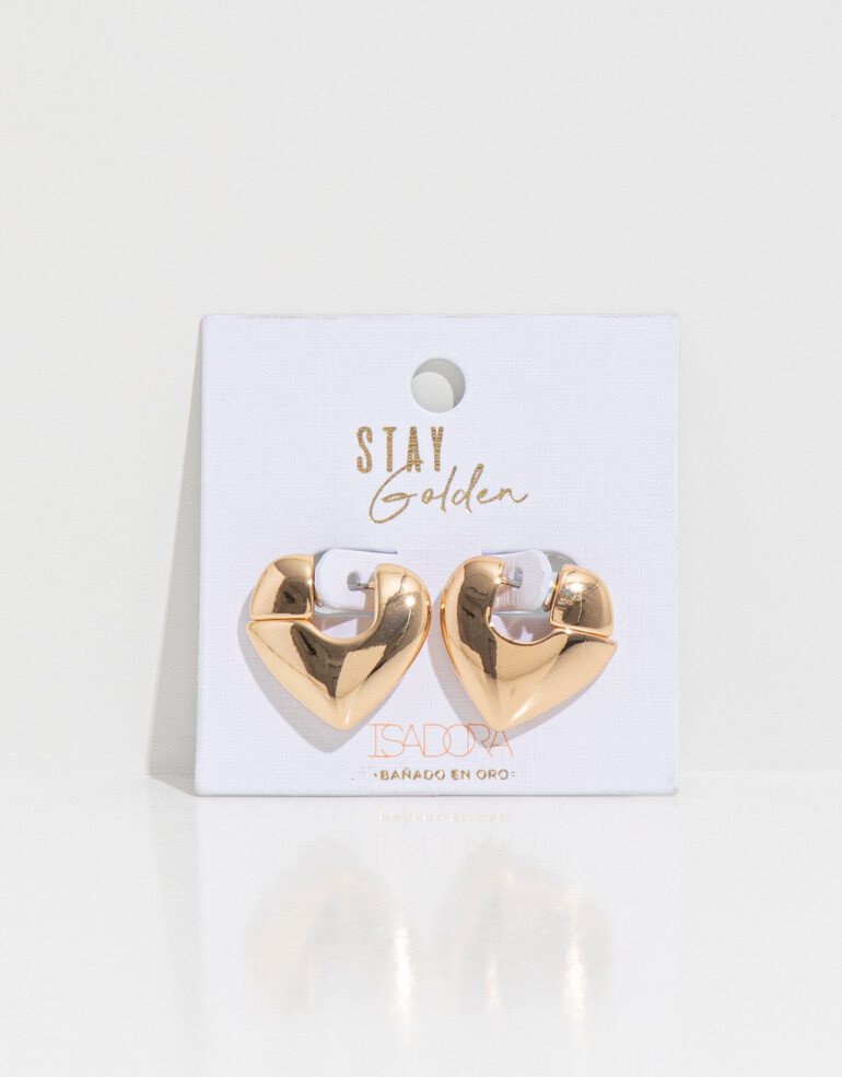 Aros Argollas Metal Argollas De Corazón - Dorado