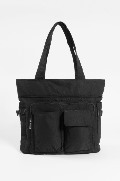 Shopper oversize bolsillos negro