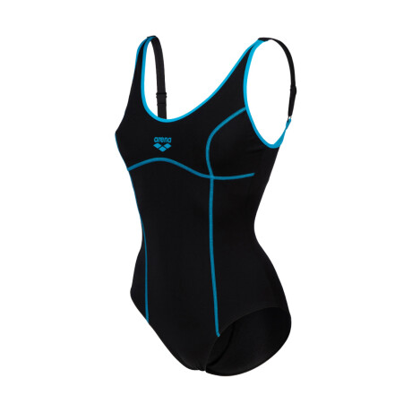 Malla De Entrenamiento Para Mujer Arena Women's Tania Clip Back Swimsuit One Piece Negro y Turquesa