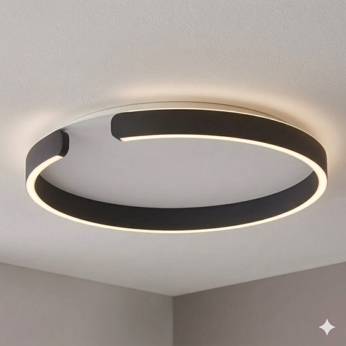 Plafón LED, Diseño anillo cortado, Dimerizable 40W 60CM - NEGRO 