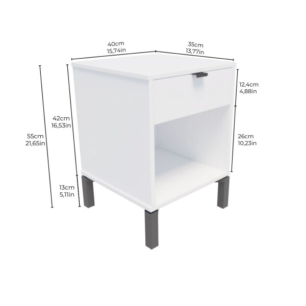 Mesa De Luz Stella Mszx601ma Mdf Cajón Estante MESA DE LUZ STELLA