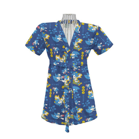 Bata de Baño Infantil Velour Sonic Talle P al G Azul
