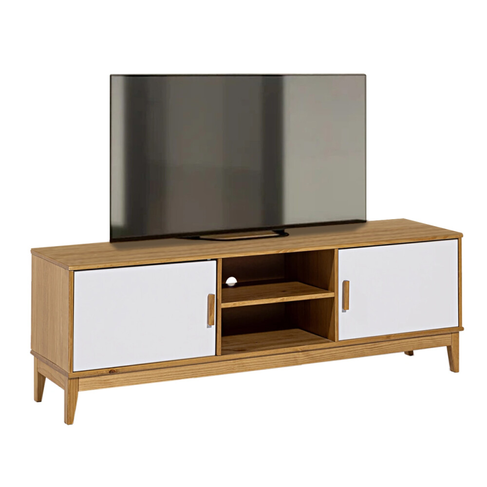 RACK APARADOR PARA TV 2 PUERTAS EN MADERA MACIZA BLANCO