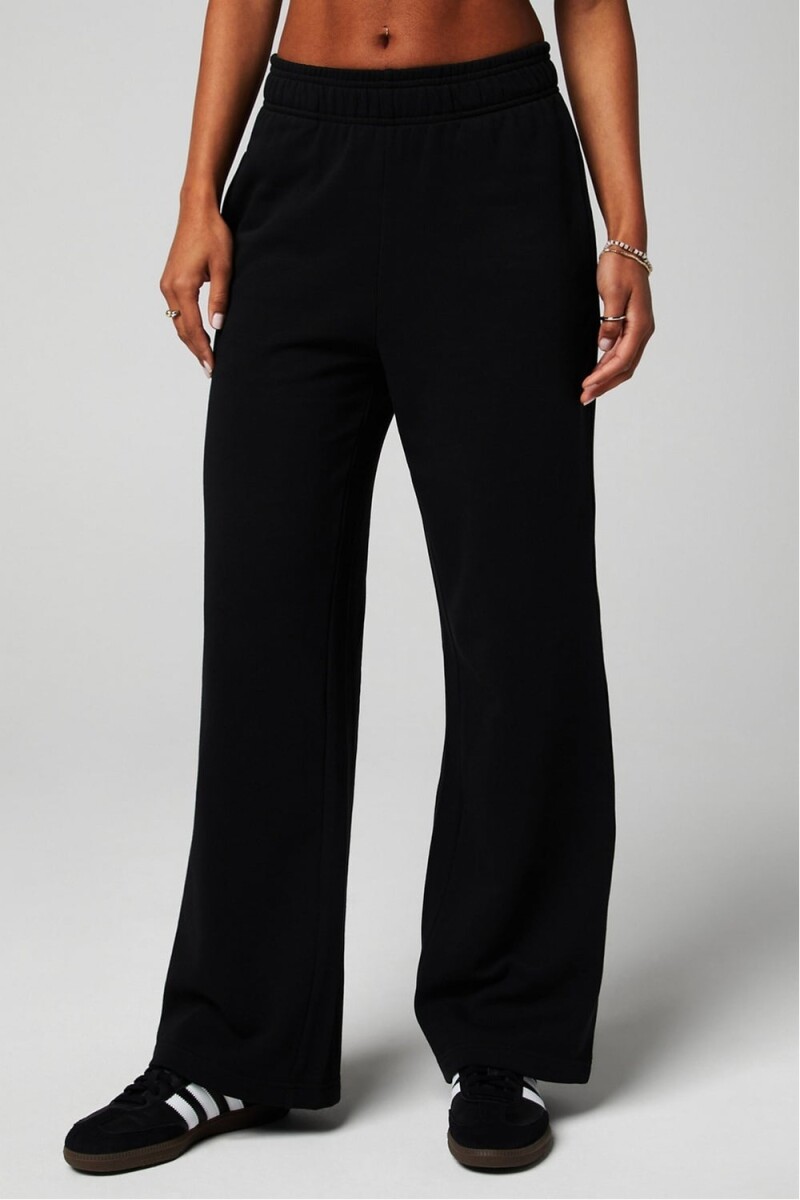 Year Round Terry Wide Leg Sweatpant - Black 