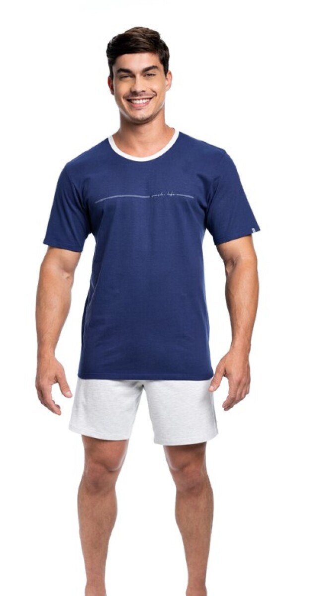 Pijama Manga Corta Hombre - Azul 