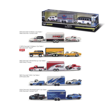 Camioneta Con Remolque Y Auto Maisto Escala 1:64 Diseños Surtidos