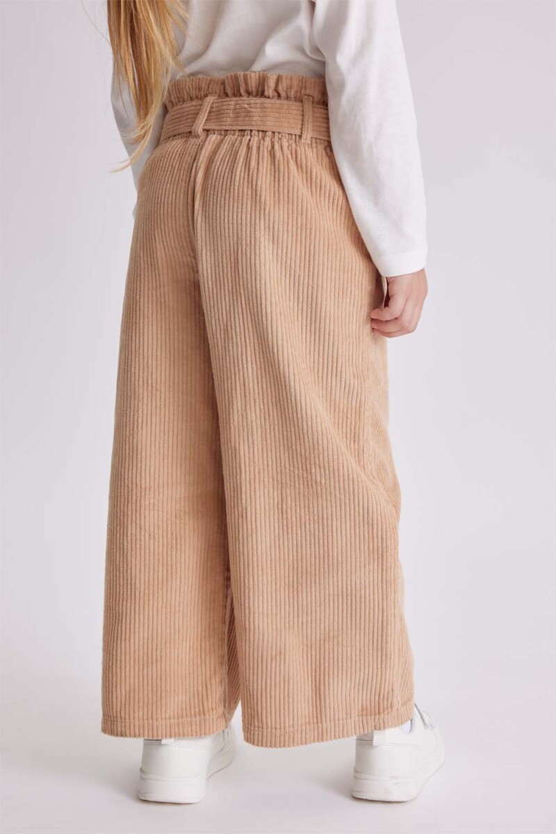 Pantalón ancho con lazo pana Taupe