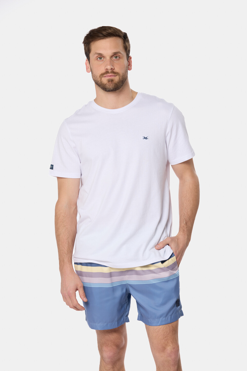 SHORT DE BAÑO RAYADO Piedra