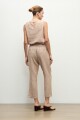 Pantalon capri lino detalle desflecado tostado melange