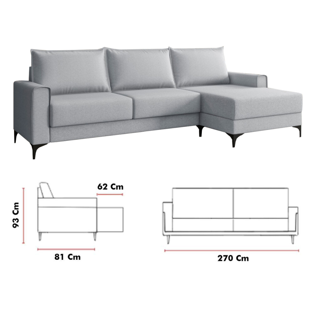 SOFÁ SILLON ESQUINERO CON CHAISE 3 CUERPOS PATAS DE METAL SOFÁ SILLON ESQUINERO CON CHAISE 3 CUERPOS PATAS DE METAL