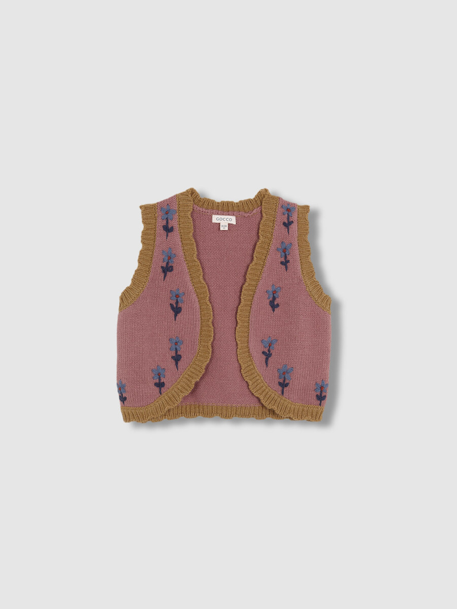 Chaleco Bordados Rosa Oscuro