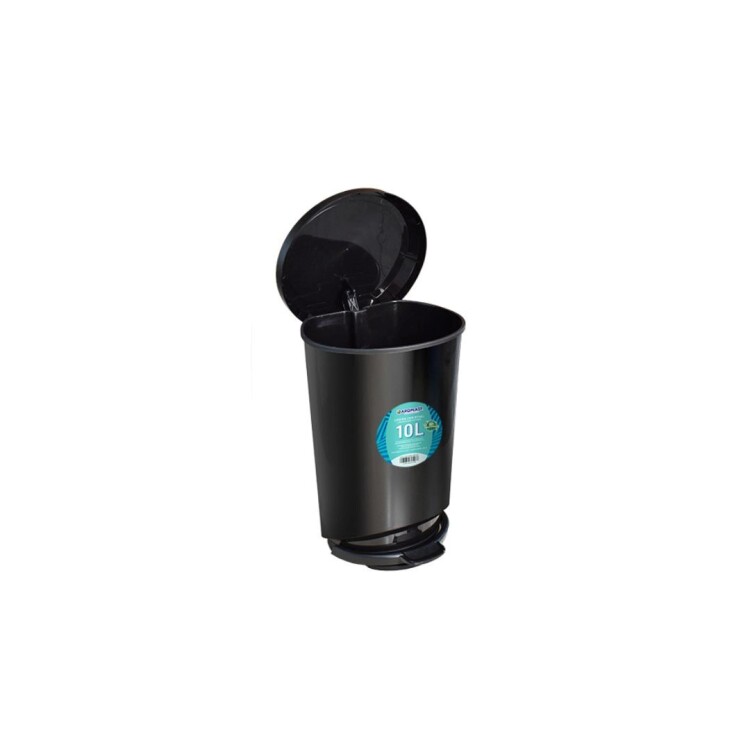 PAPELERA TACHO RESIDUOS 10 LITROS CON PEDAL NEGRO