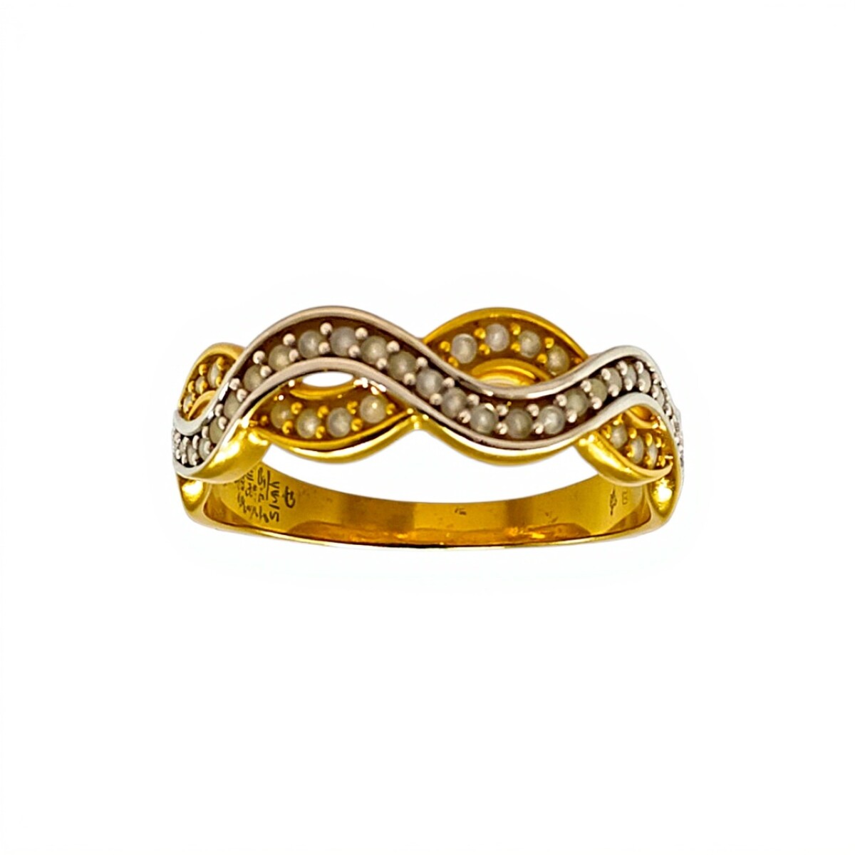 Anillo Entrelazado-Oro Bajo-Piedra Zirconia-AN8099 - conpiedra 