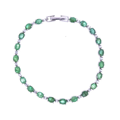 Pulsera de plata 925 rodinada con esmeralda y circonias. Pulsera de plata 925 rodinada con esmeralda y circonias.