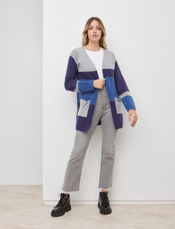 Cardigan Color Block AZUL/MULTI