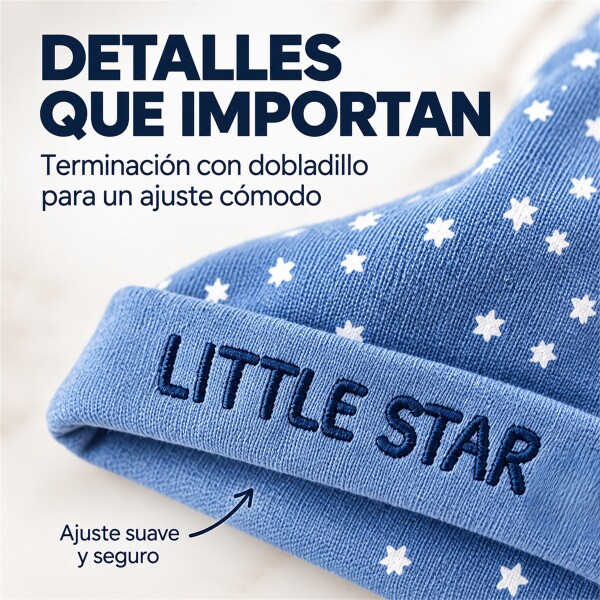 Gorro Para Bebé Recién Nacido x3 100% Algodón Con Nudo Azul 1