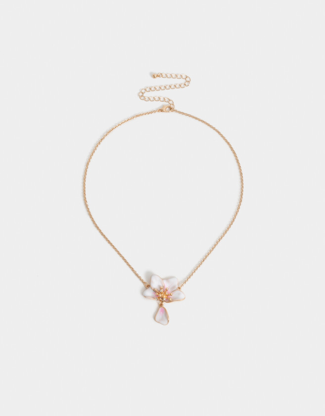 Cadena Corta con Dije Con flores Cadena Corta Con Dije Flor - Dorado