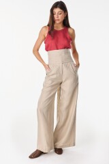 Pantalon Lino Soft Beige
