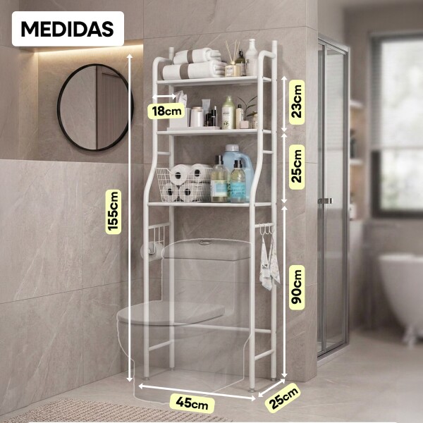 Estantes Armario Mueble Organizador Baño Inodoro Metal Acero Imback Color Blanco Estantes Armario Mueble Organizador Baño Inodoro Metal Acero Imback Color Blanco