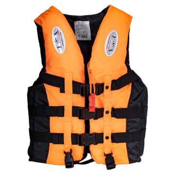 Chaleco Flotador Salvavidas Ajustable Con Silbato Adulto Variante Color Naranja
