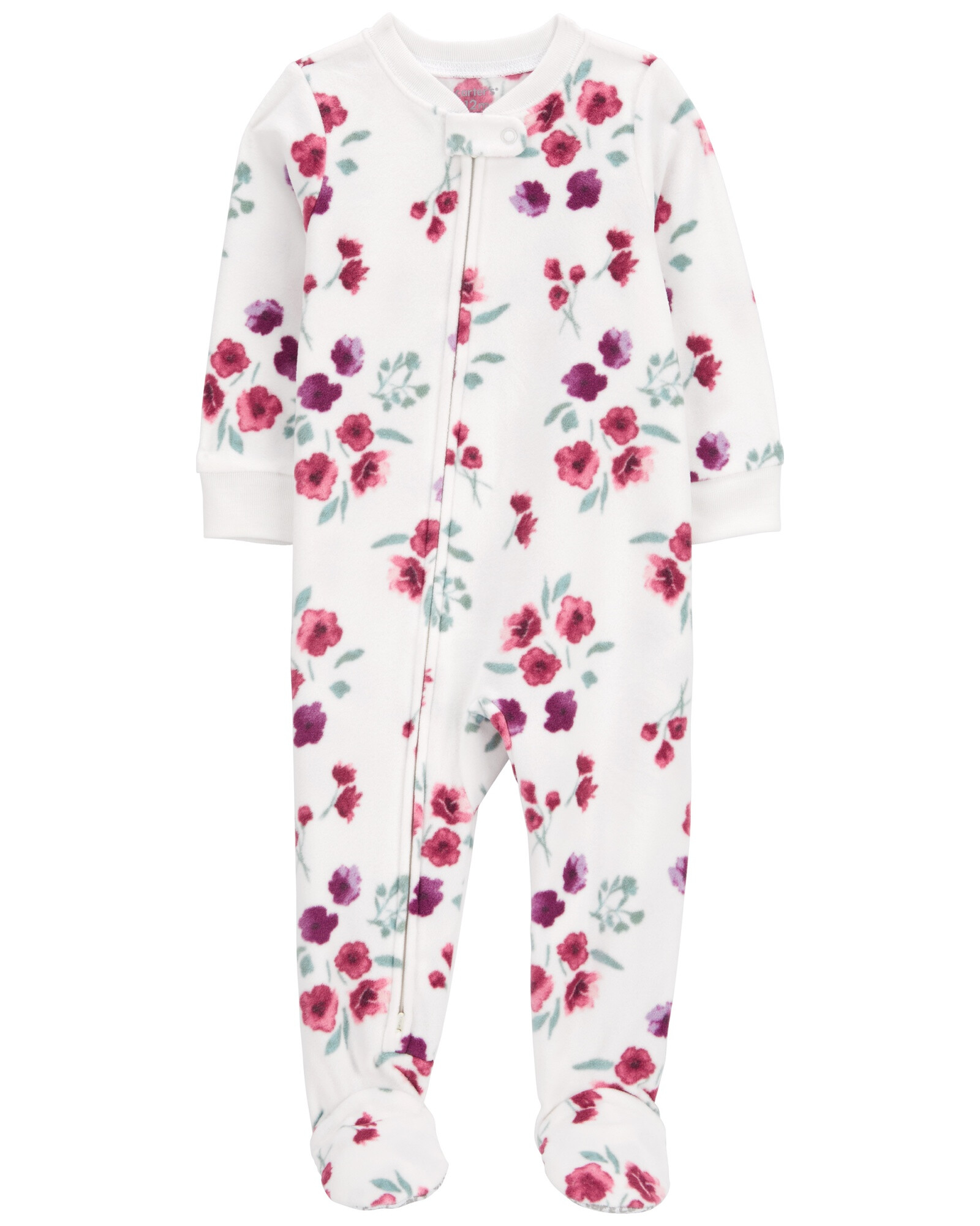 Pijama uno pieza de micropolar, con pie, diseño floral. Talles 2-5T Pijama uno pieza de micropolar, con pie, diseño floral. Talles 2-5T