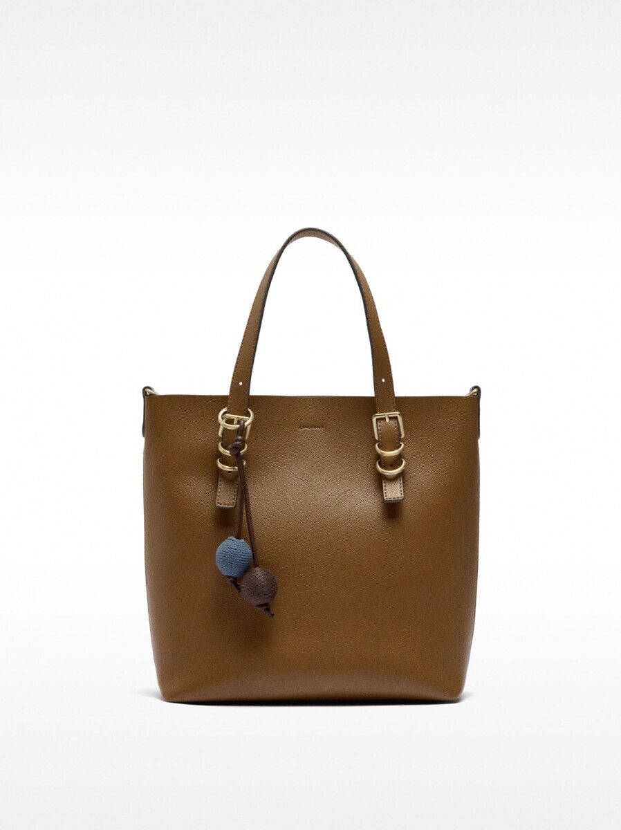 Bolso Tote Con Penduro - camel 