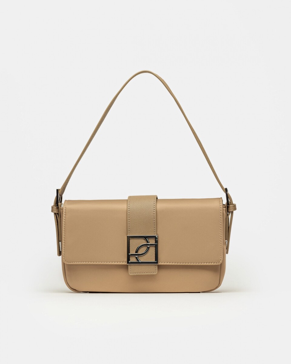 Cartera al hombro Signature en nylon - Taupe 