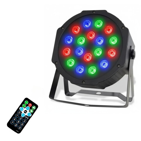 Proyector Luces LED RGB X18 Control Discoteca Fiesta Evento Color Negro