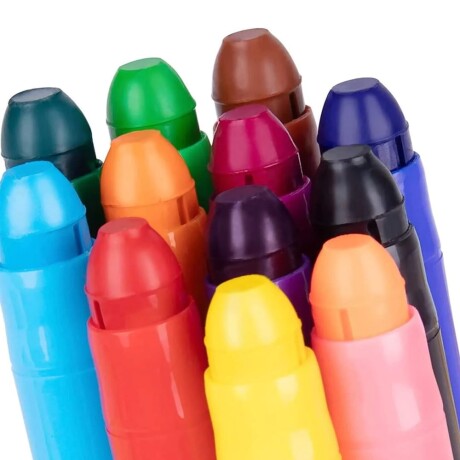 Set 12 Crayones Crayolas Lavables y Textura Sedosa con Tapa Multicolor
