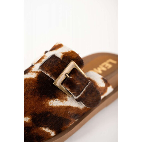 Zueco Pelo Animal Print Marron