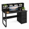 Escritorio 3 Cajones Con Estantes De Madera Y Metal Movi Esh0027m NEGRO