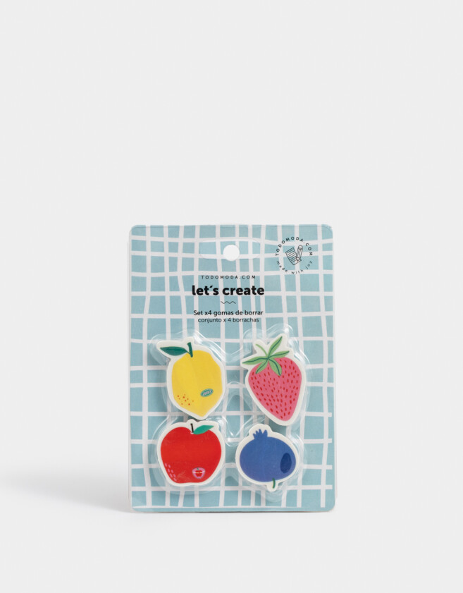 Útiles Varios Foodie Set De Gomas De Borrar De Frutas - Combinacion Multicolor