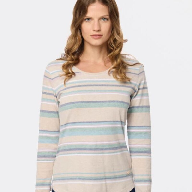 Remera Dama Rayada Legacy Beige
