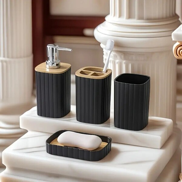 SET DE ACCESORIOS PARA BAÑO 6 PIEZAS - NEGRO SET DE ACCESORIOS PARA BAÑO 6 PIEZAS - NEGRO
