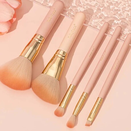 Set de 5 Brochas Maquillaje con Recipiente Porta Pinceles Tornasolado