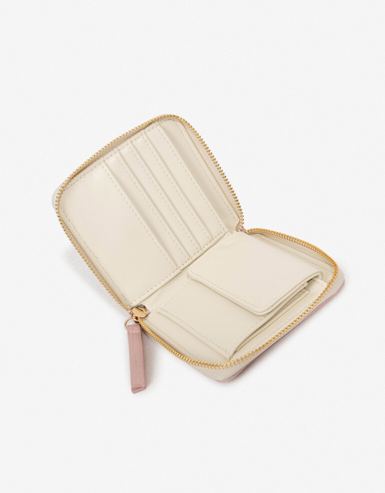 Billetera Zip Round Billetera Cuadradra - Rosa Claro