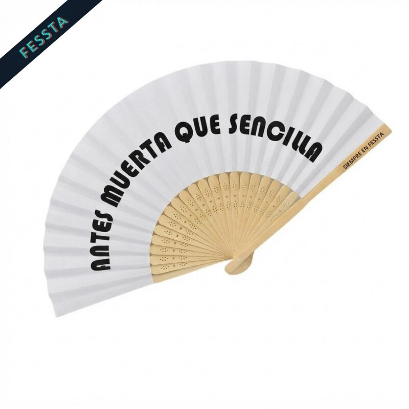 Abanico "Antes muerta que sencilla" Blanco